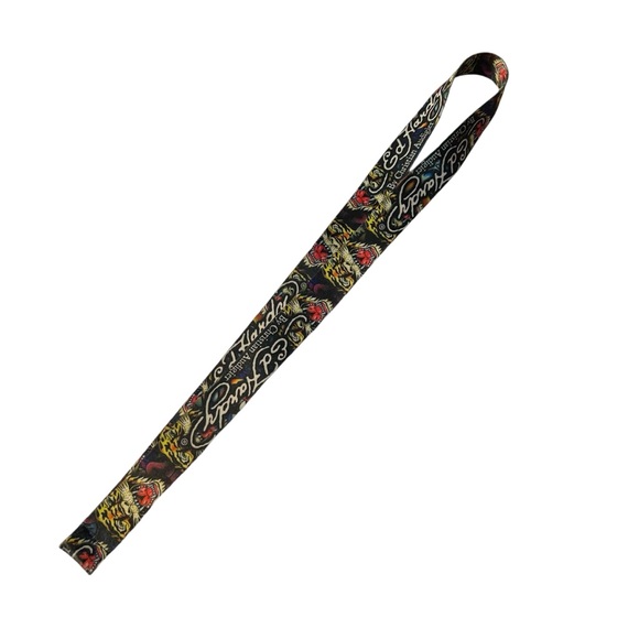 Ed Hardy Lanyard Licensed Key Tag ID Holder Y2K Black Logo - Picture 2 of 4